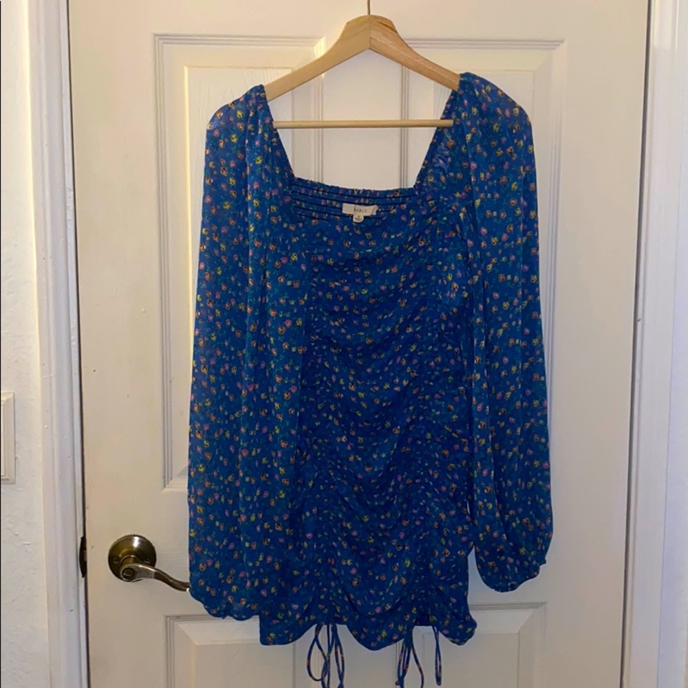 Blue flower print dress